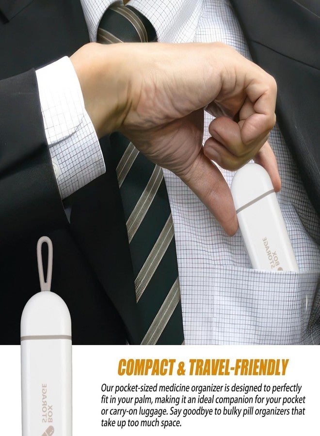 PUTHAK Travel Pill Organizer, 3 Compartments Portable Pill Box with Carrying Rope, Daily Pill Box to Hold Vitamins, Small Pill Container for Pocket Purse Medicine Organizer, White - Image 2